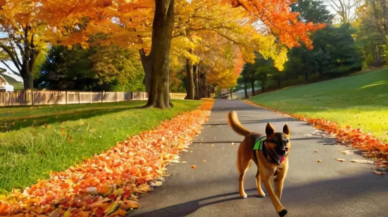 Perro feliz corre junto a un corredor