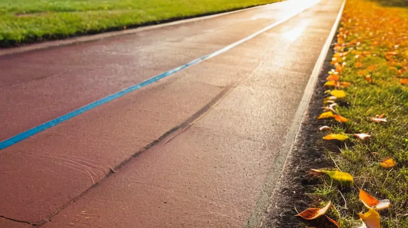 Corredor concentrado en pista iluminada