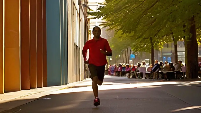 Ciudad vibrante con música y movimiento constante