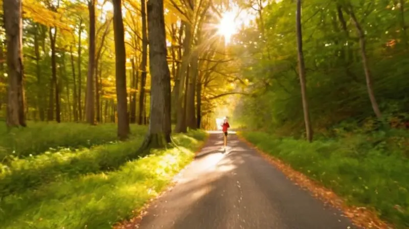 Corredores en un parque iluminado por sol