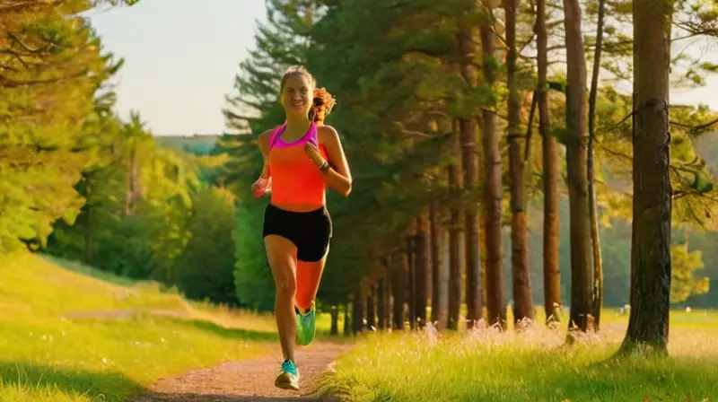 Corredor enérgico disfruta un vibrante paisaje