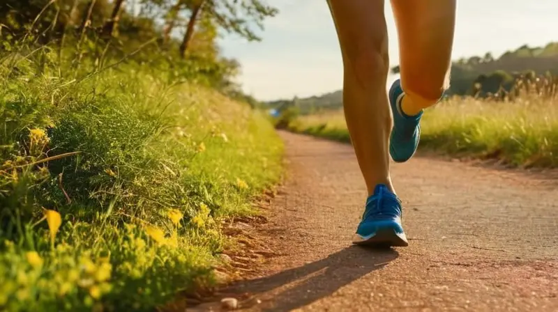 Corredor enérgico en un camino soleado