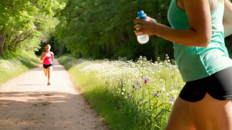 Corredor en parque soleado