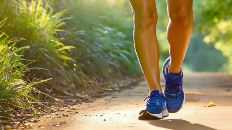 Corredor estira en parque sereno y luminoso