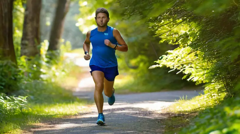 Corredor concentrado en parque soleado