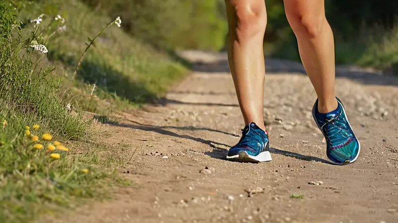 Corredor en un sendero iluminado por el sol