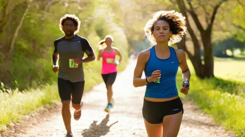 Corredores vibrantes en un parque soleado
