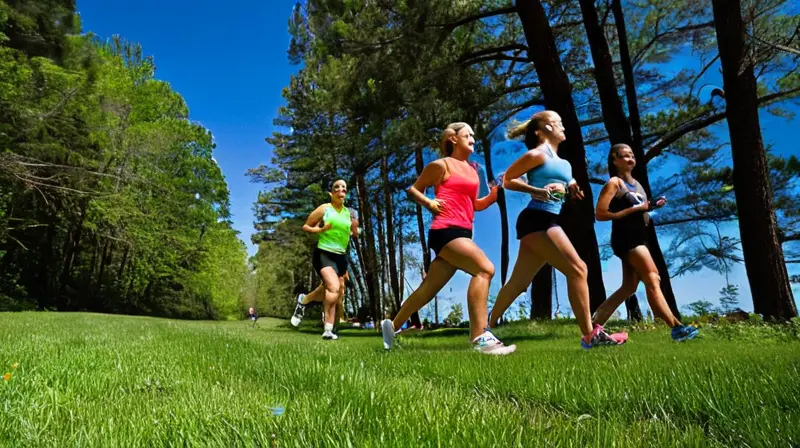 Corredores diversos en un parque soleado