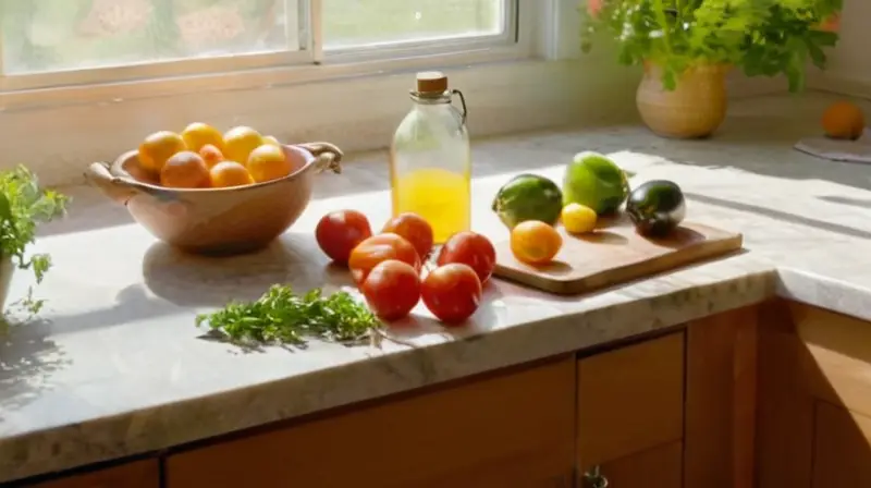 Cocina luminosa y acogedora con frescura natural