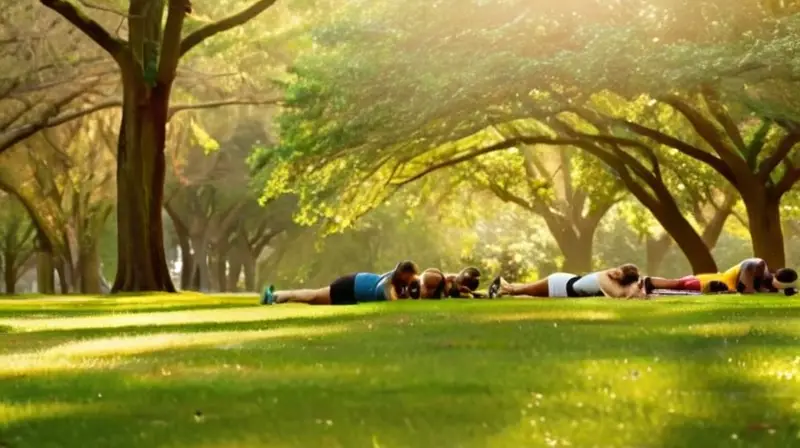 Escena vibrante de corredores en un parque