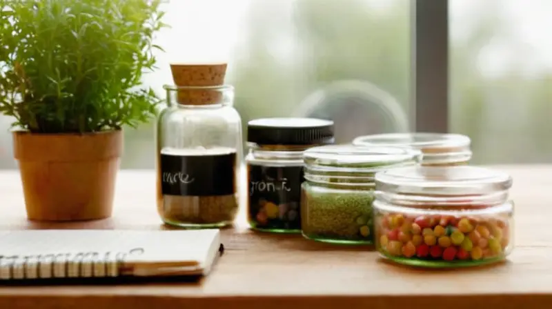 Mesa organizada con suplementos y luz suave