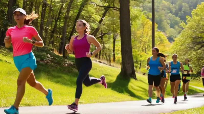 Corredores enérgicos en un parque soleado