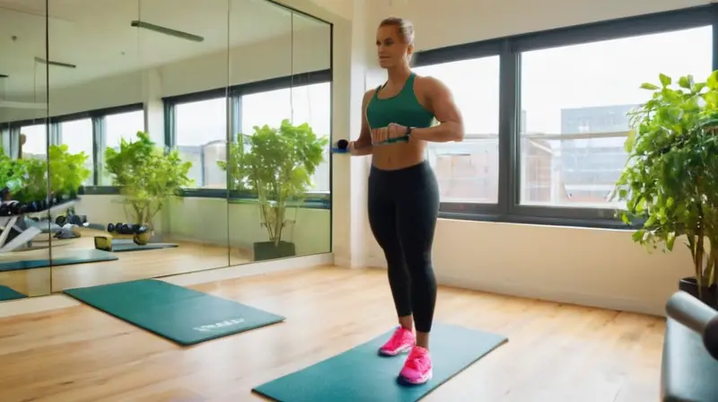 Gimnasio iluminado, energía y motivación palpable
