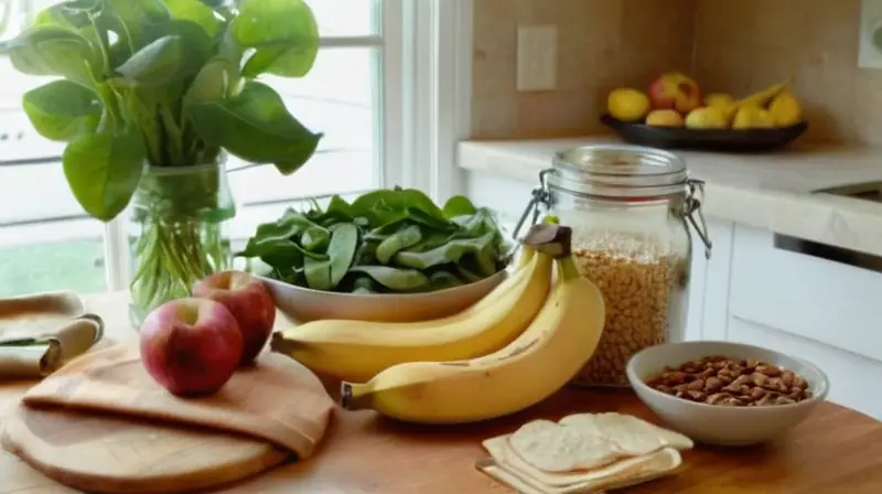 Cocina iluminada con frutas y nutrición