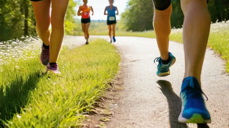 Un parque vibrante con corredores enérgicos
