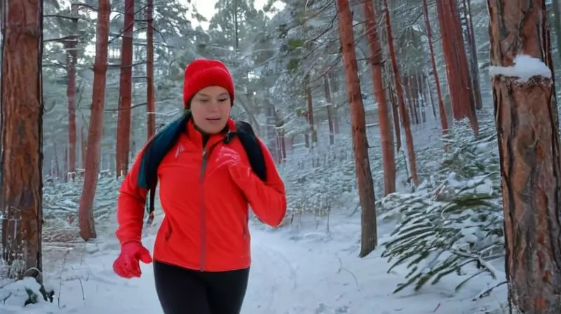Corredor en la nieve disfruta del invierno