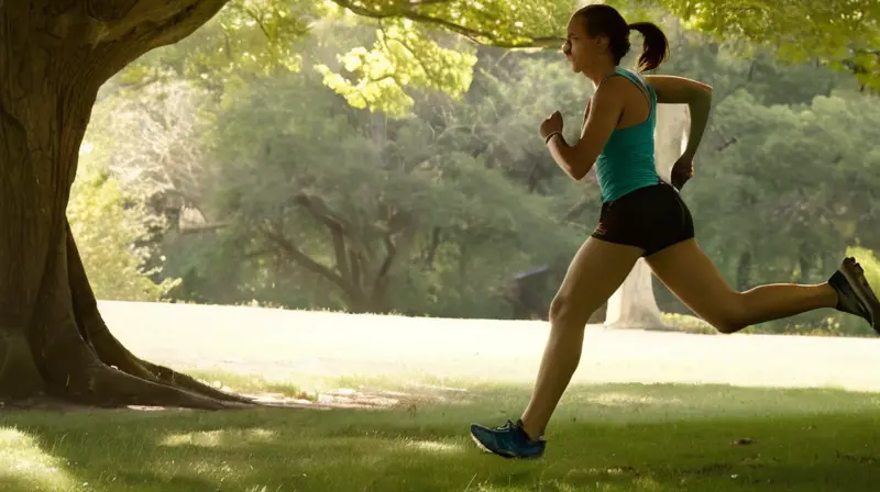 Corredor estirándose en un parque soleado