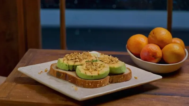 Cocina acogedora, comida fresca y ambiente cálido