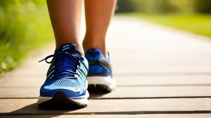 Zapatilla deportiva azul en un parque