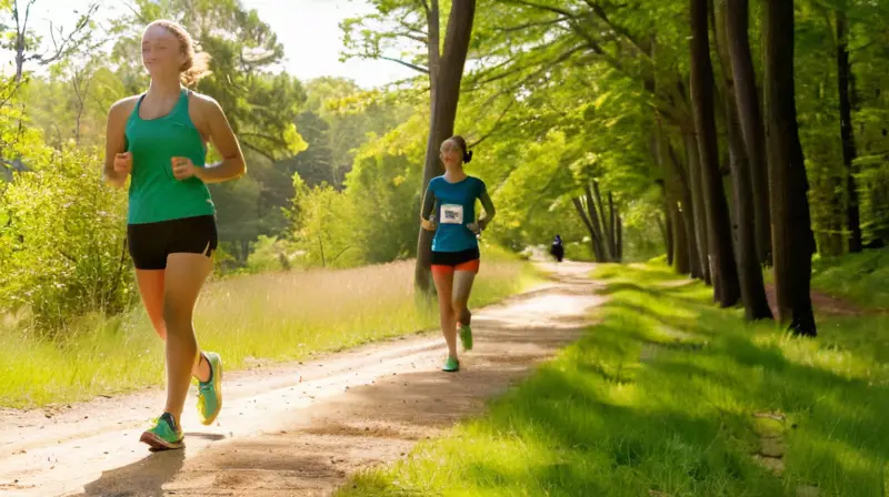 Corredores en un parque iluminado y animado