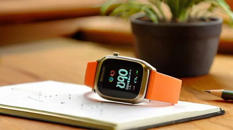 Reloj GPS y notas sobre mesa de madera