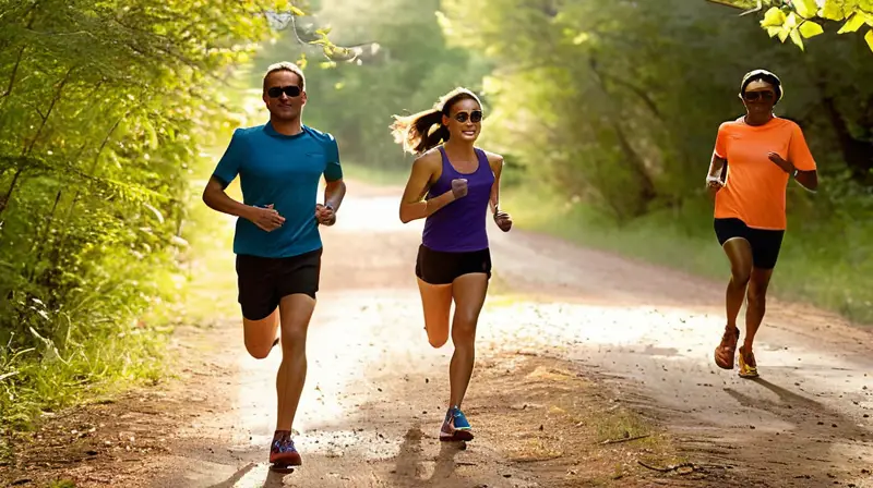 Corredores diversos enérgicos en un sendero
