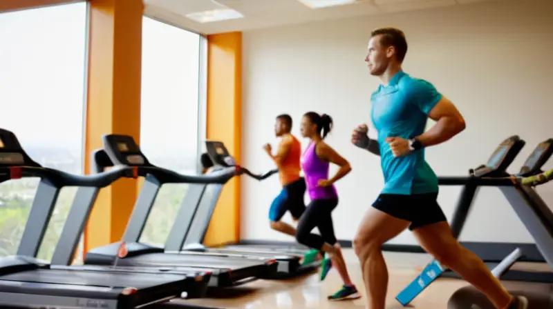 Gimnasio vibrante que fusiona música y esfuerzo