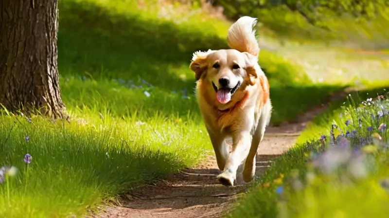 Perro y corredor comparten un parque soleado