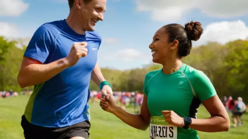 Carrera vibrante en un parque soleado