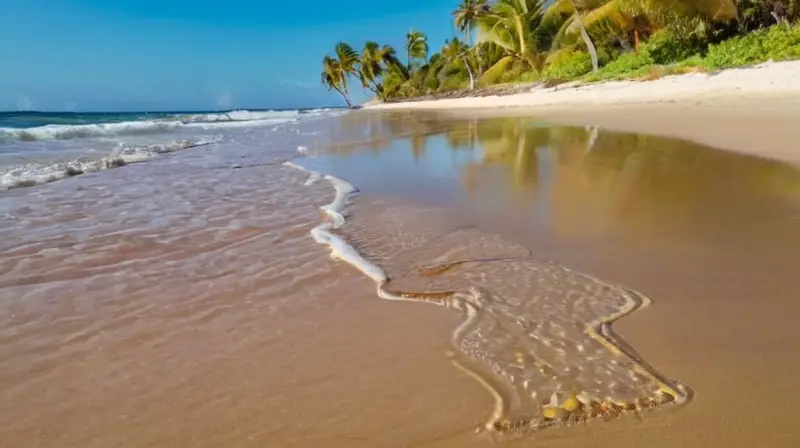 Playa vibrante con corredores y naturaleza hermosa