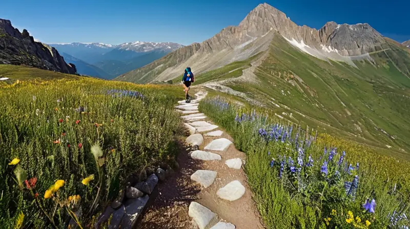 Corredor solitario en paisaje montañoso vibrante