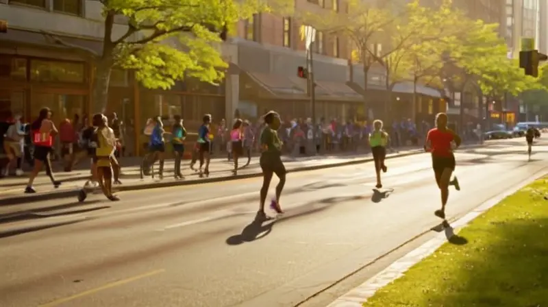 Amanecer urbano vibrante con corredores y energía