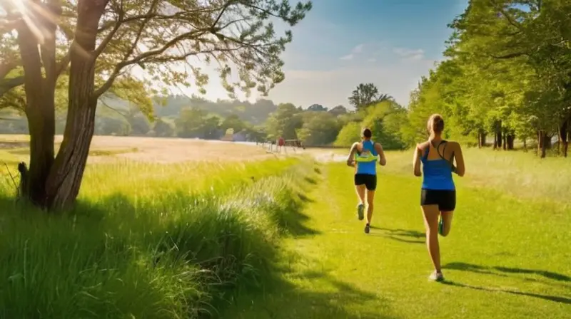 Corredores recuperándose en un parque soleado