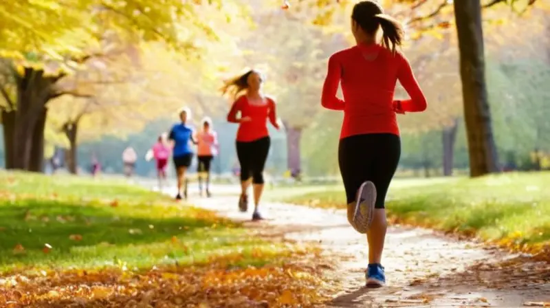 Corredores diversos en un parque soleado