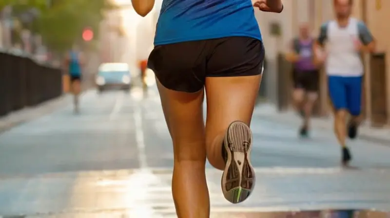 Corredor enérgico recorre vibrante calle al amanecer