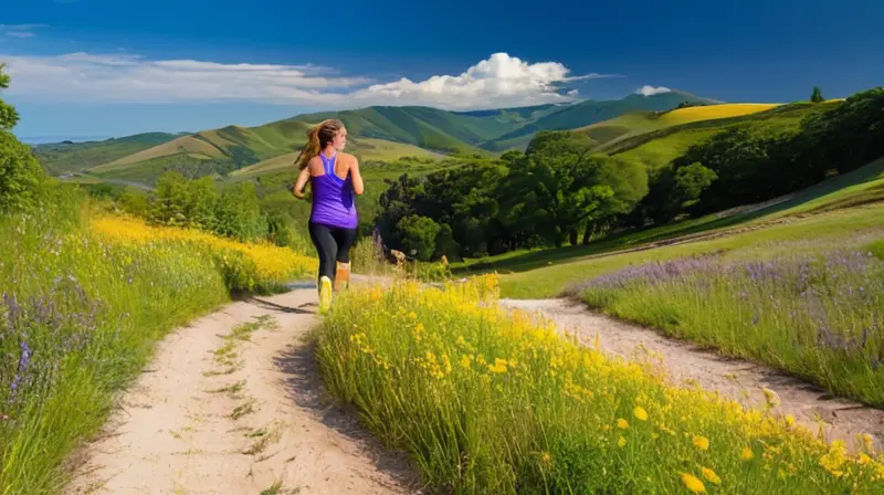 Pradera soleada con corredores y espectadores animados