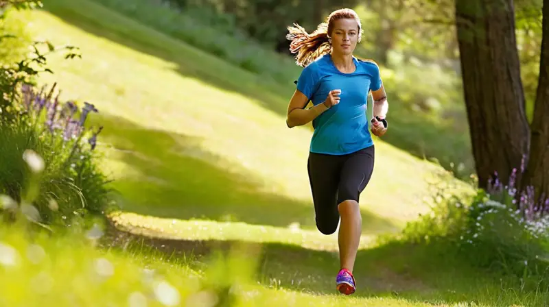 Escena de parque con corredor y picnic