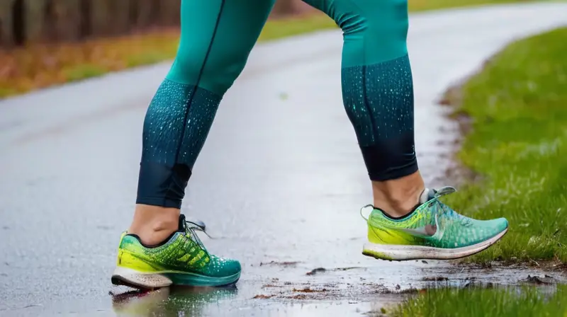 Corredor determinado bajo la lluvia vibrante