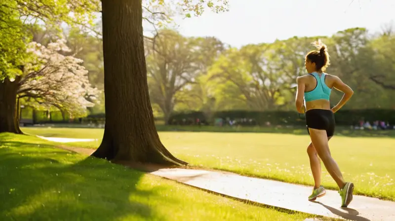 Corredor estirándose en un parque soleado
