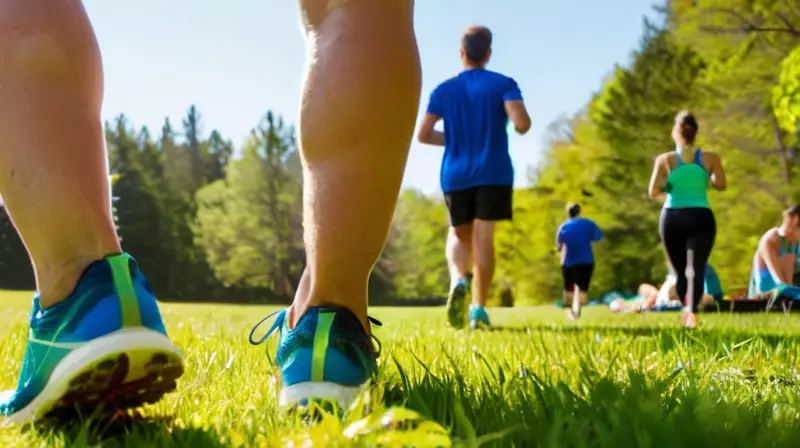 Escena vibrante de corredores en un parque