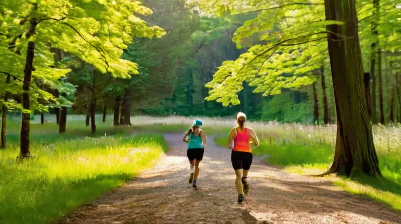 Corredores en un parque disfrutan del sol