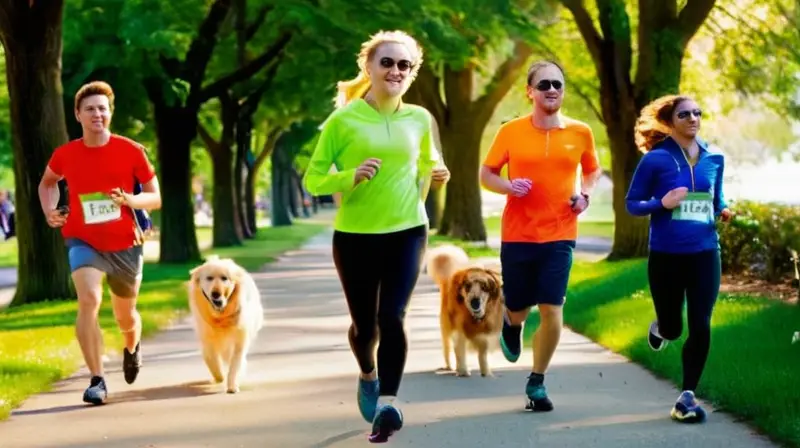 Parque soleado con corredores y buena energía