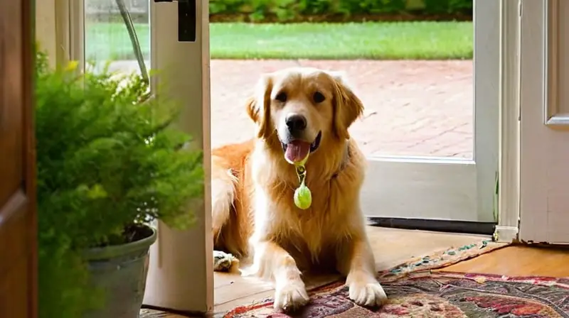 Sala soleada con perro listo para aventurar