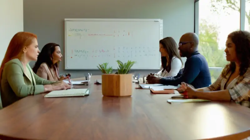 Grupo diverso colaborando en un ambiente acogedor