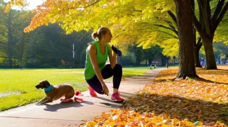 Parque soleado con corredores y relajación