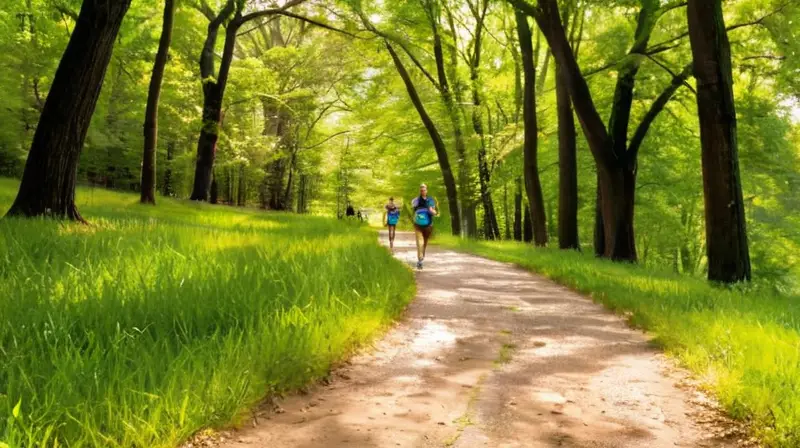Corredores en un parque soleado y vibrante