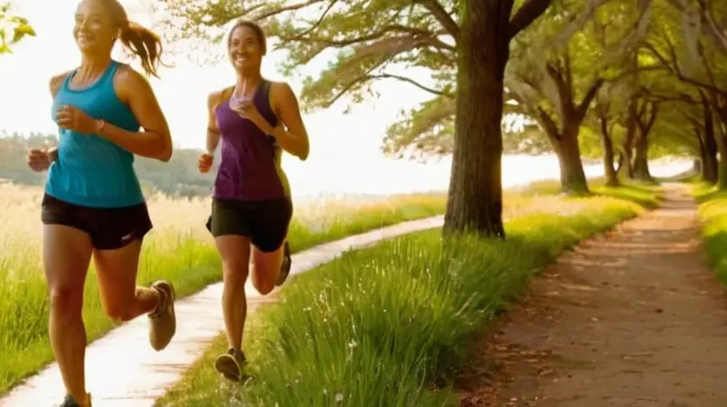 Corredores disfrutan un parque soleado juntos