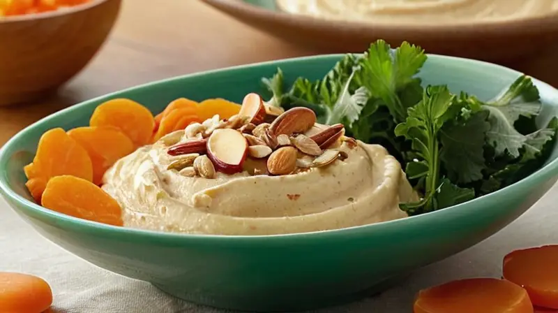 Mesa de madera con snacks saludables y coloridos