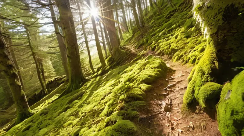 Sendero forestal iluminado