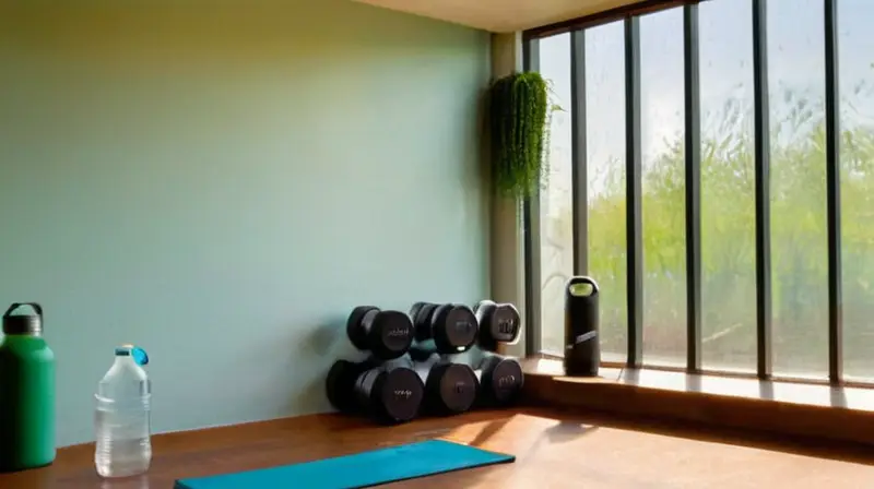 Gimnasio iluminado con atleta y equipos